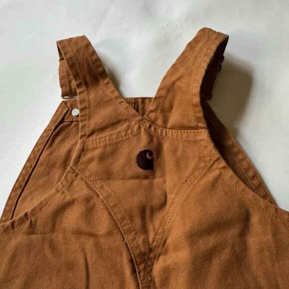 Carhartt Kids Boy Girl Unisex 4T Canvas Bib Overall Toddler Brown NEW NWT - Picture 4 of 6